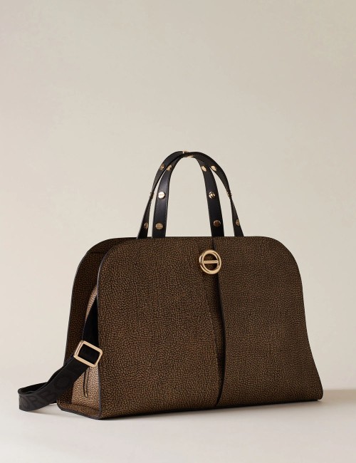 BORSA BAULETTO MEDIUM TULIP OP NATURALE NERO