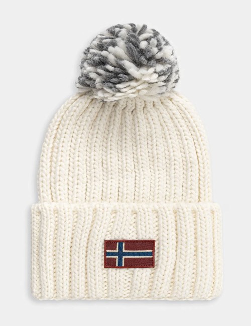 Cappello beanie pon pon beige