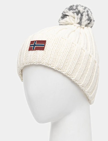 Cappello beanie pon pon beige