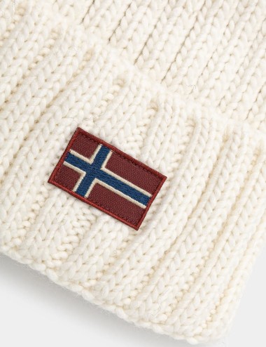 Cappello beanie pon pon beige