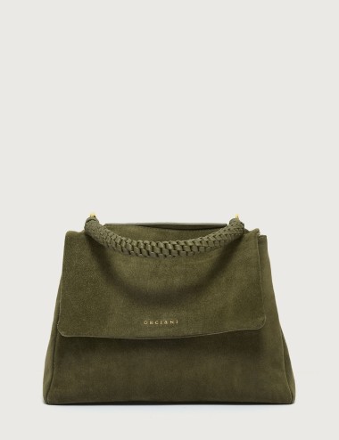 Borsa Sveva Peach Media a spalla in suede con tracolla