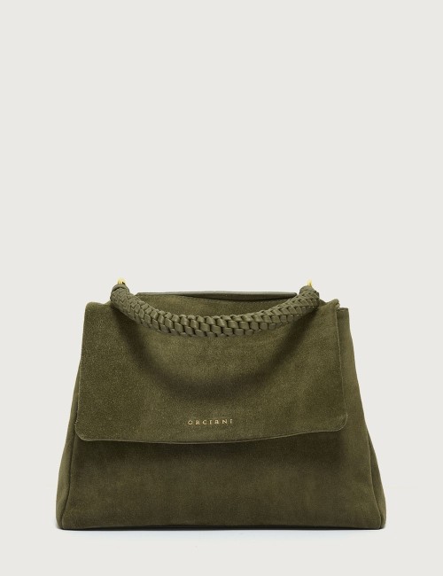 Sveva Peach Midi suede leather shoulder bag with strap