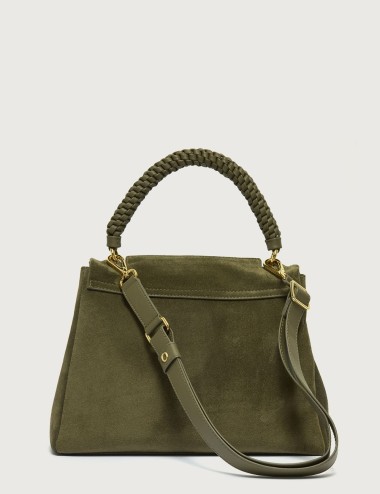 Borsa Sveva Peach Media a spalla in suede con tracolla