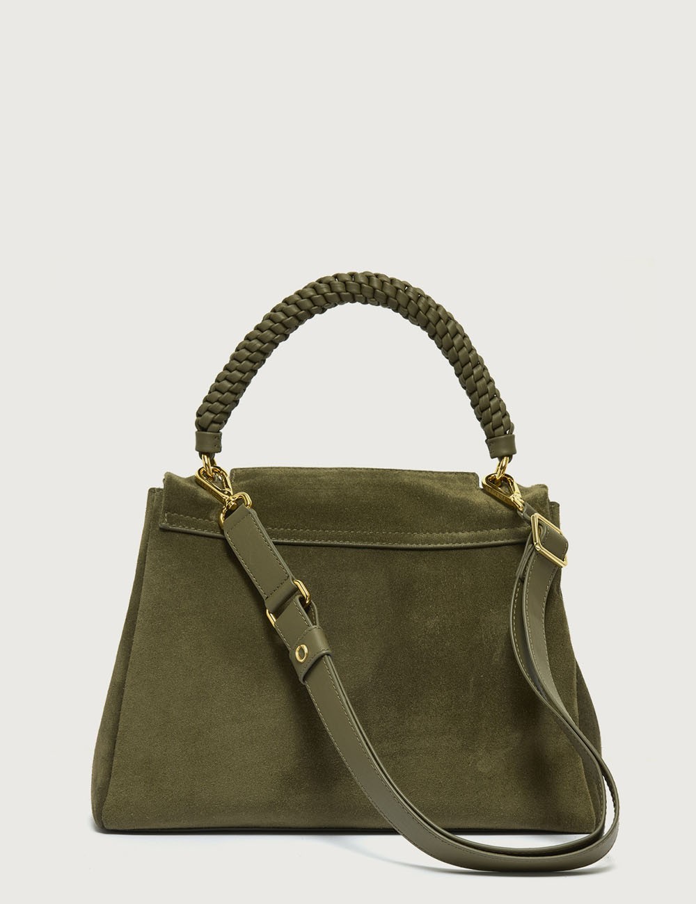 Sveva Peach Midi suede leather shoulder bag with strap