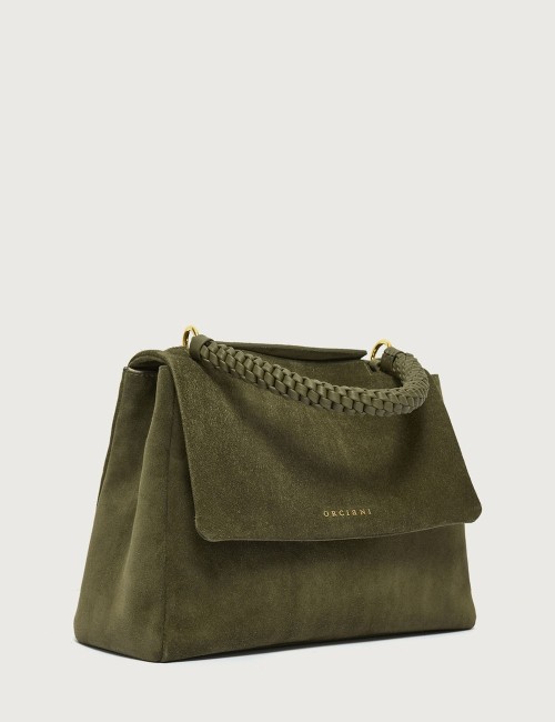 Sveva Peach Midi suede leather shoulder bag with strap