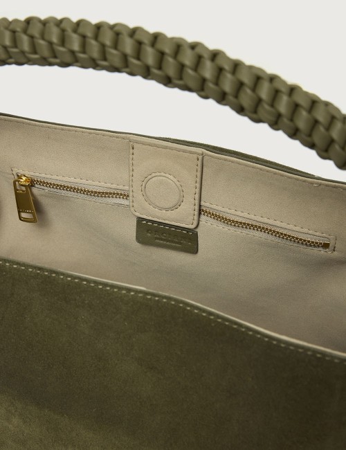 Sveva Peach Midi suede leather shoulder bag with strap