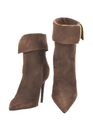 STIVALETTO SCAMOSCIATO CON ZIP TESTA DI MORO