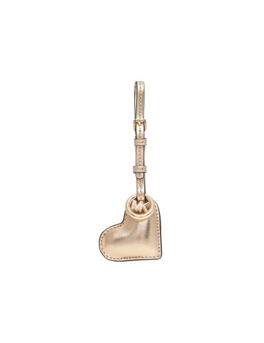 Puffy Heart Leather Bag Charm pale gold