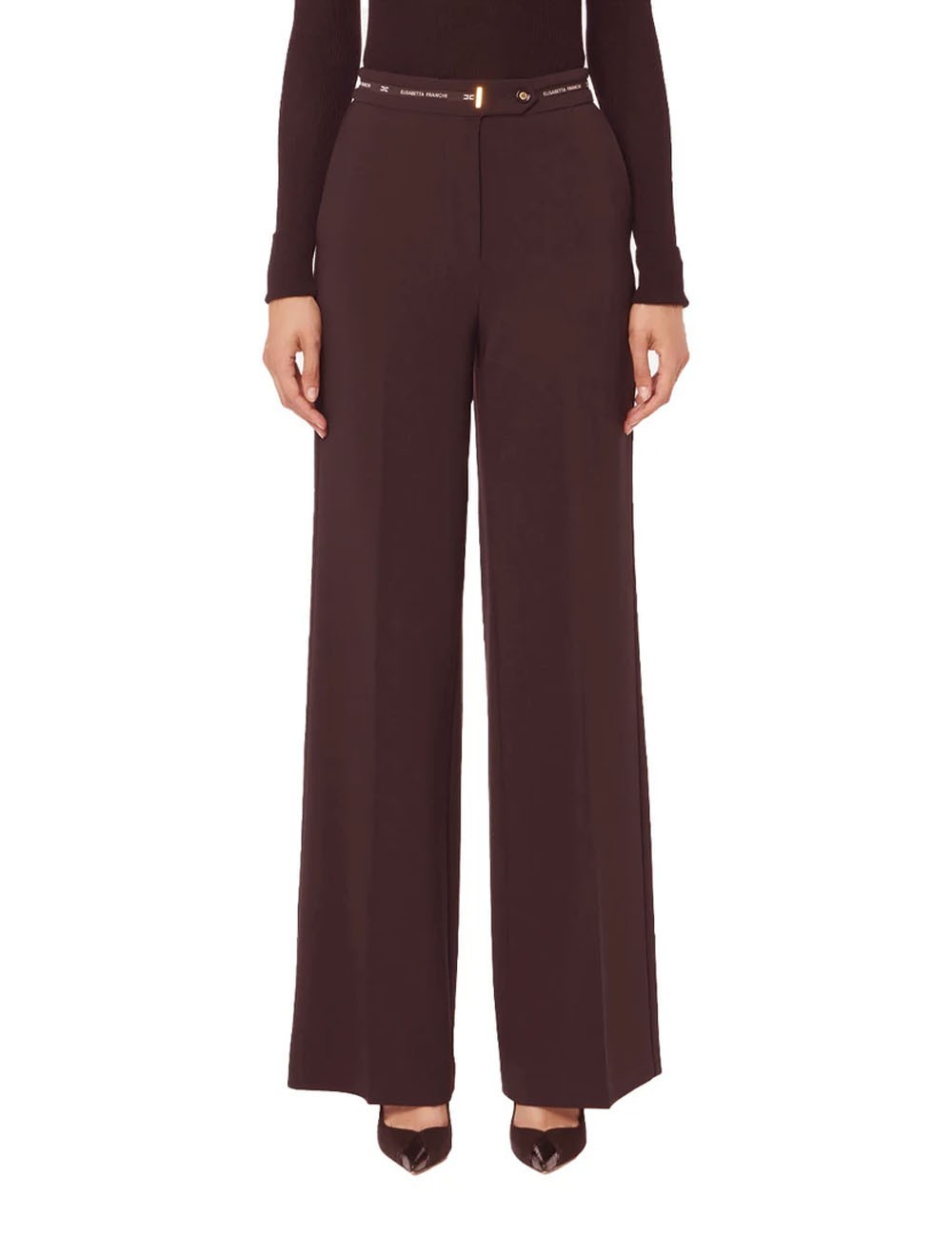 Pantaloni in crêpe leggero con nastro logo merlot