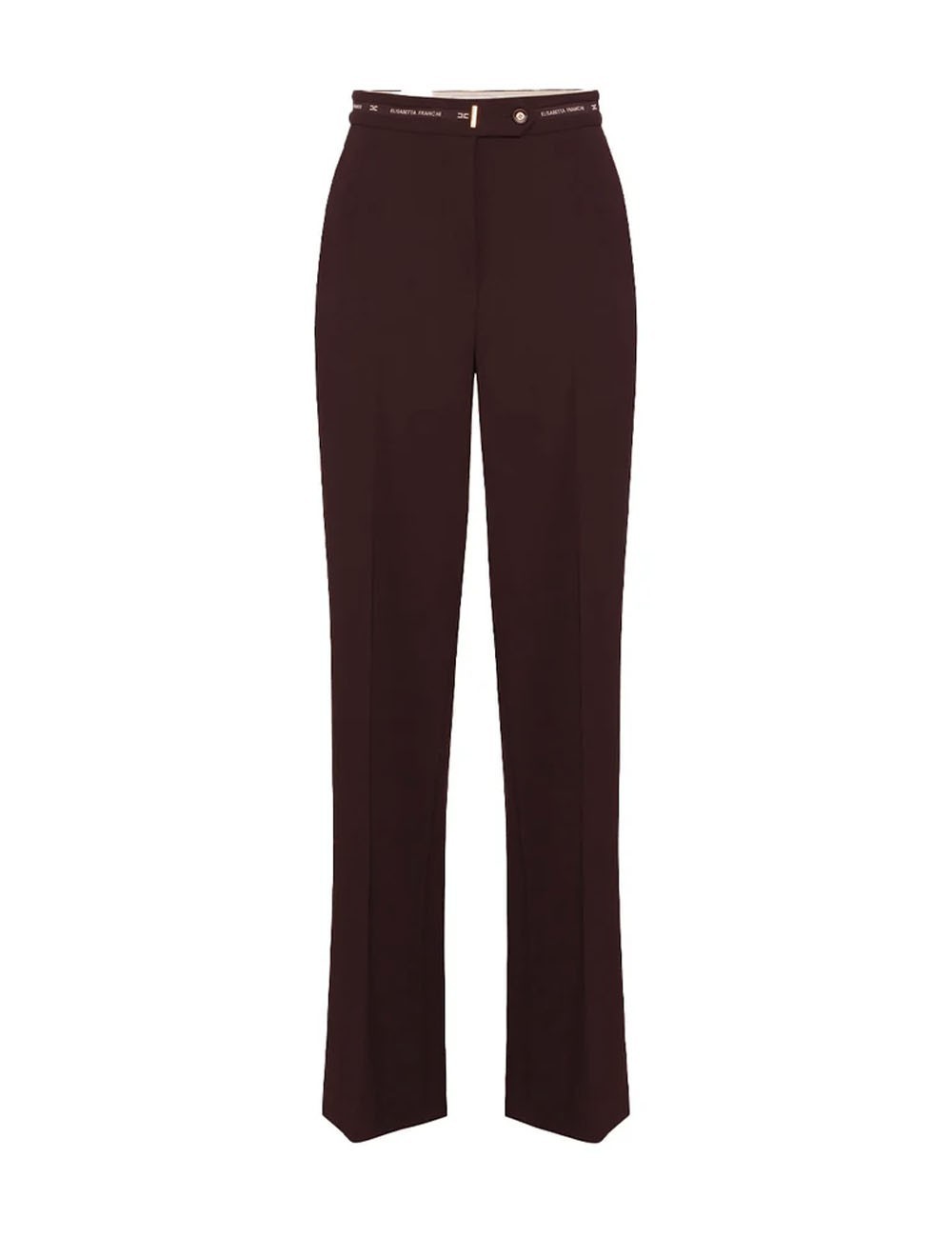 Trousers in lightweight crêpe fabric with logo ribbon merlot