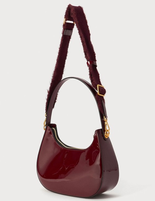 Hand bag BLANCHE patent lather wine berry