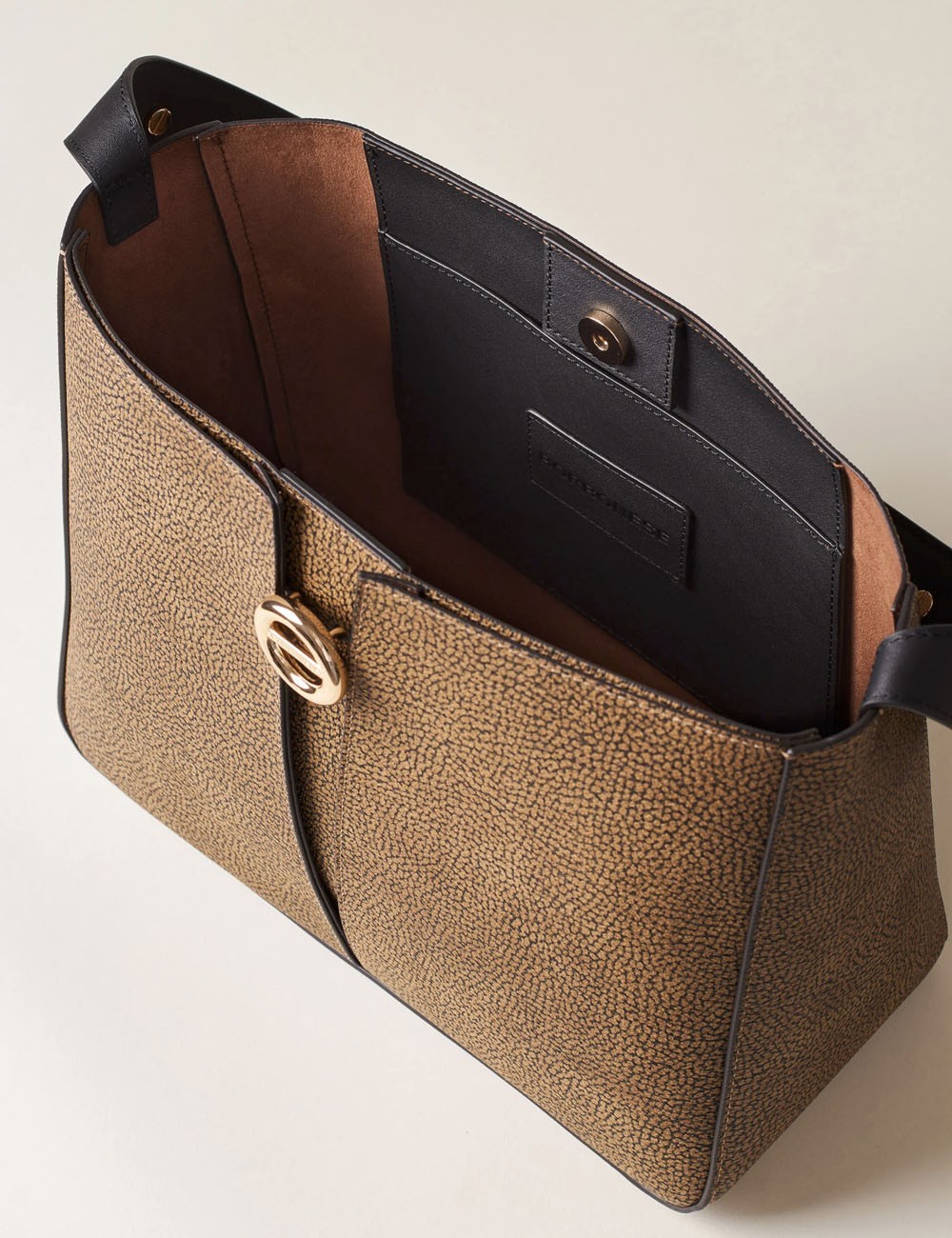 TULIP SMALL BUCKET BAG OP NATURAL BLACK