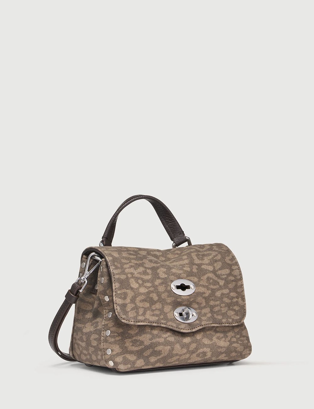 BORSA POSTINA® BABY IN PELLE NABUK BEIGE LEOPARDO