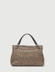 BORSA POSTINA® SMALL IN PELLE NABUK BEIGE LEOPARDO