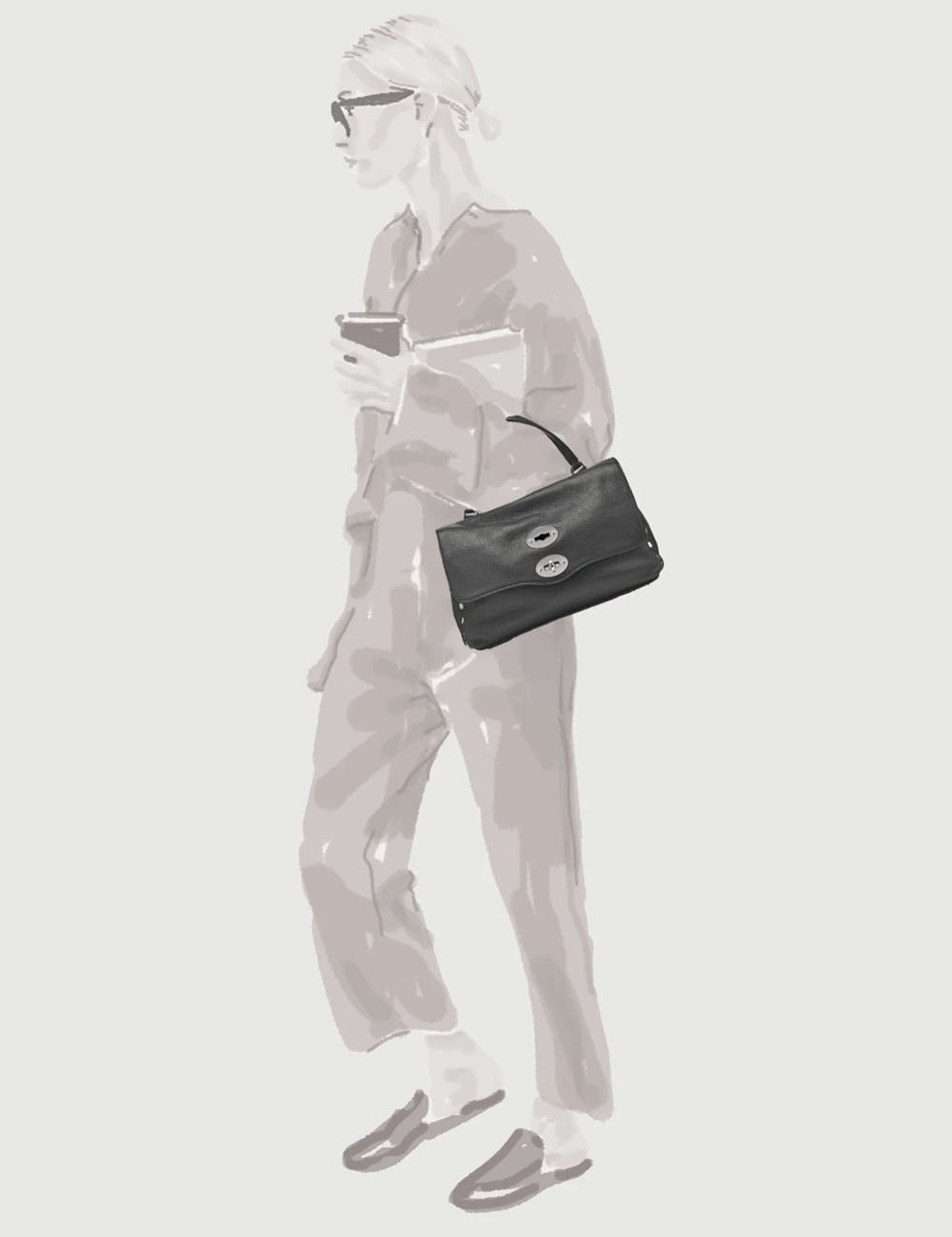 SMALL POSTINA® BAG IN NUBUCK BEIGE LEOPARDO