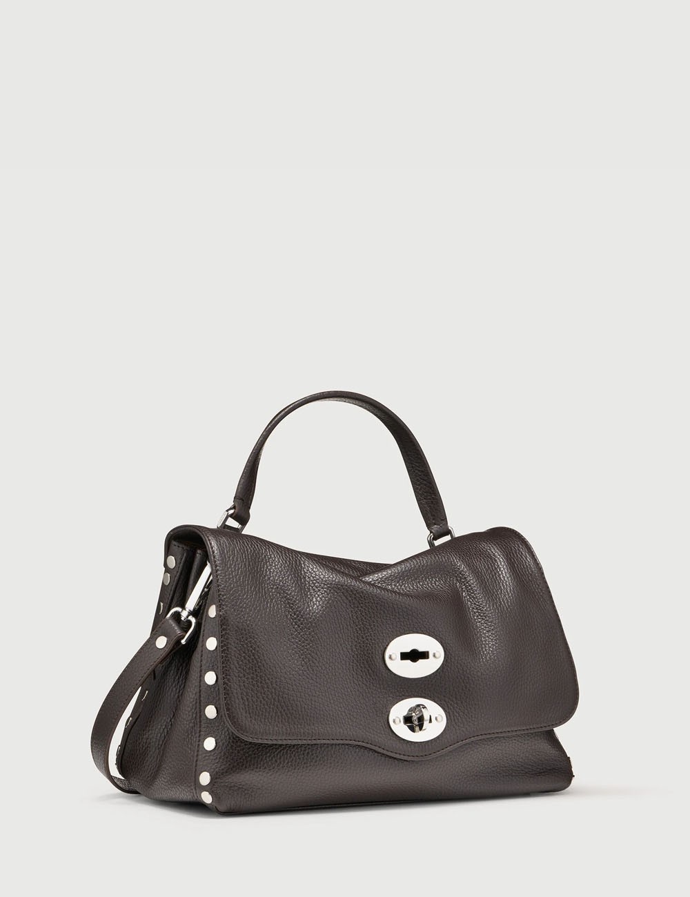 BORSA POSTINA® SMALL IN PELLE MARTELLATA BROWN DOLCE AMARO