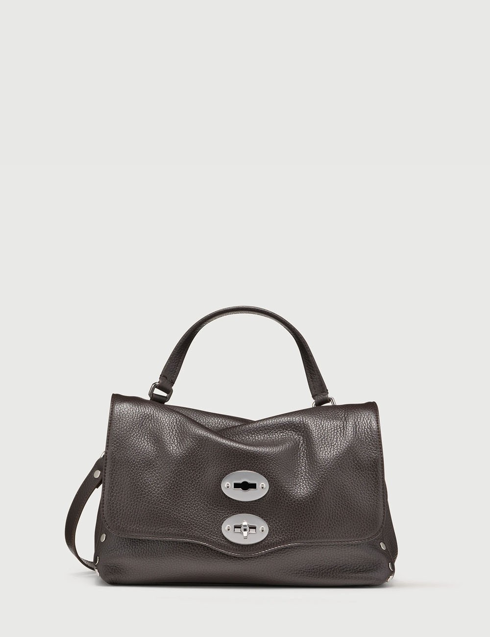 BORSA POSTINA® SMALL IN PELLE MARTELLATA BROWN DOLCE AMARO