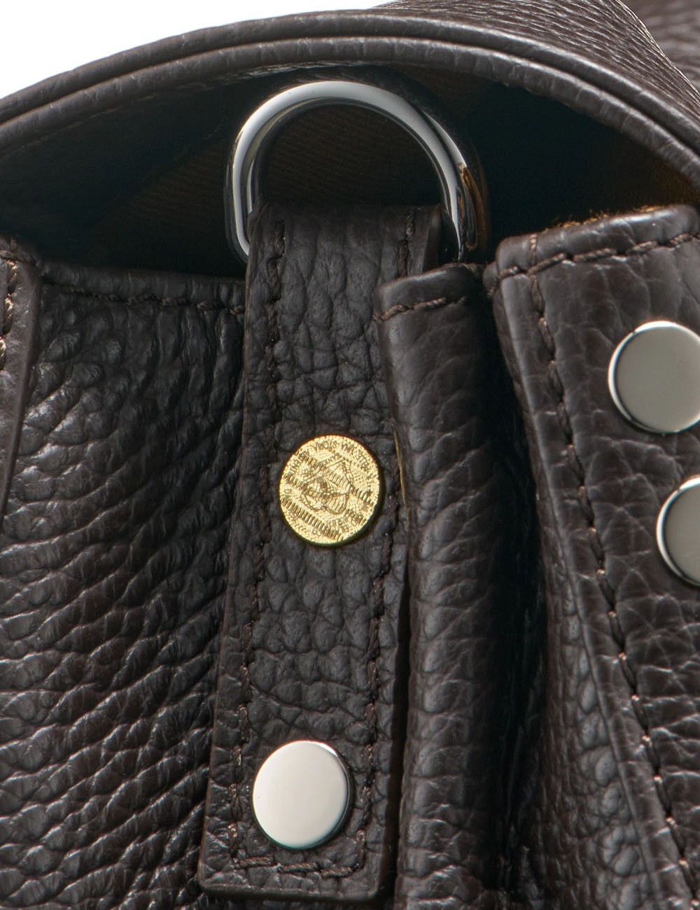 SMALL POSTINA® BAG IN HAMMERED LEATHER BROWN DOLCE AMARO