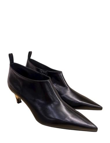 Tronchetto tacco oro capretto nero