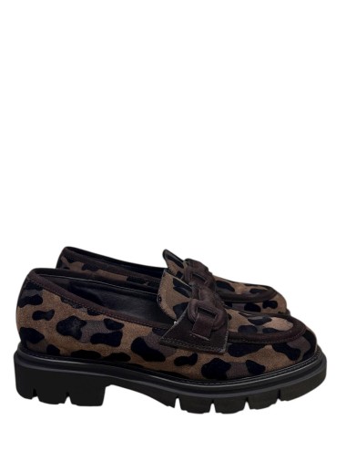 Mocassino scamosciato leopardato