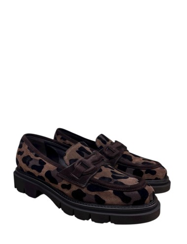 Mocassino scamosciato leopardato