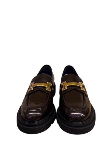 Mocassino con fibbia oro in pelle testa di moro