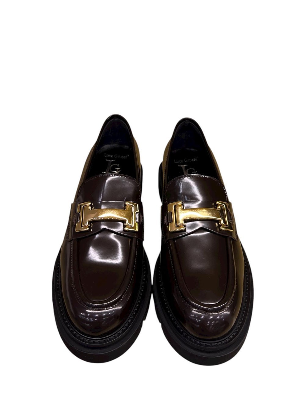 Mocassino con fibbia oro in pelle testa di moro