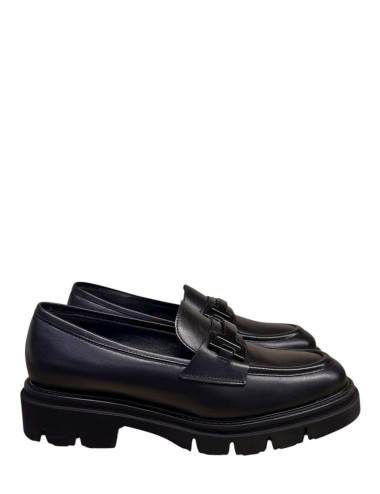 Mocassino con fibbia spazzolato nero