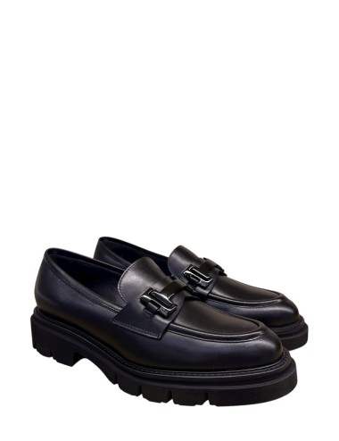 Mocassino con fibbia spazzolato nero