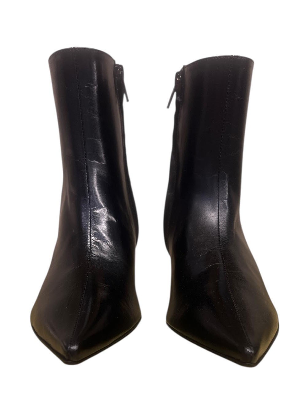 Tronchetto con tacco oro in pelle nero