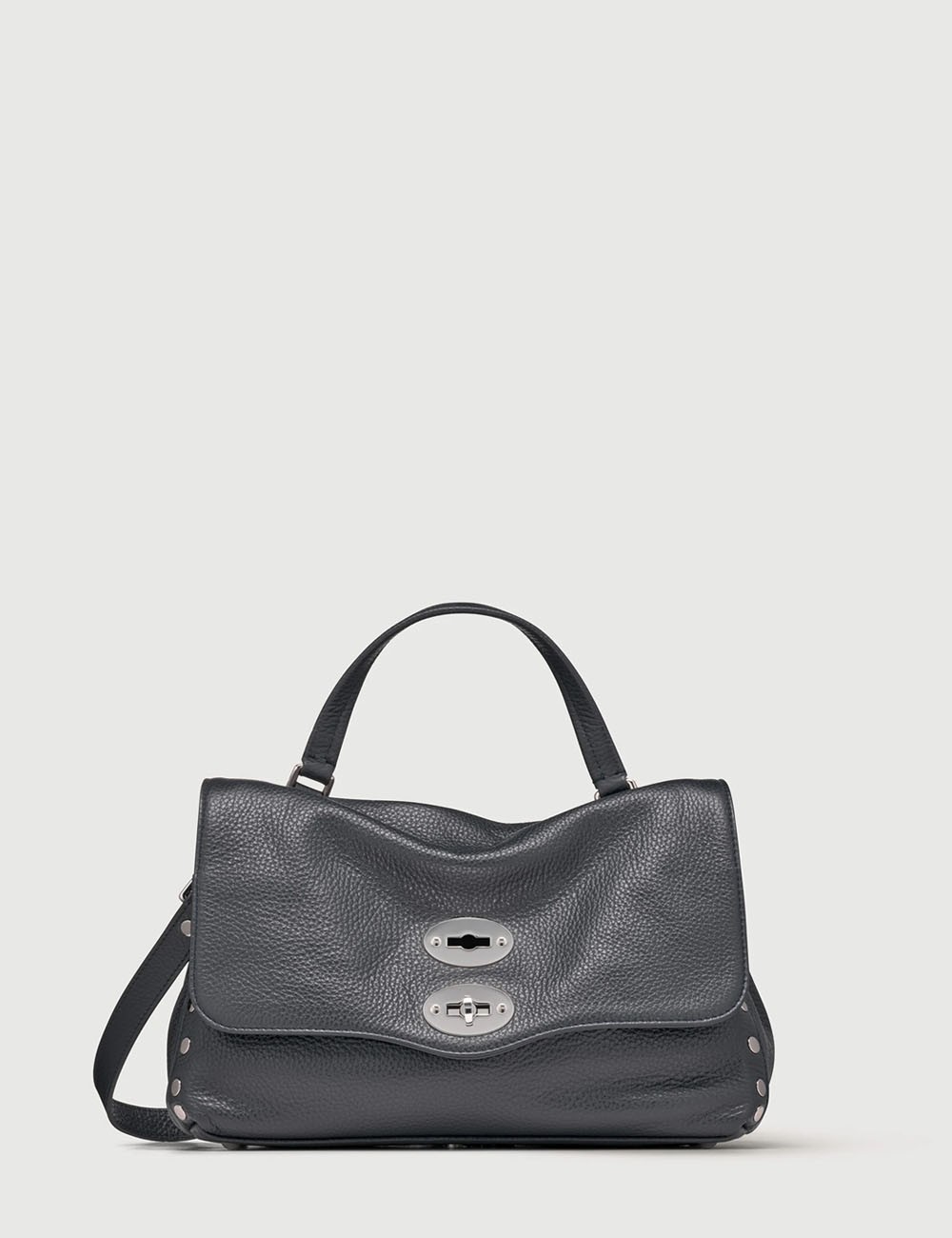BORSA POSTINA® SMALL IN PELLE MARTELLATA DARK NAVY