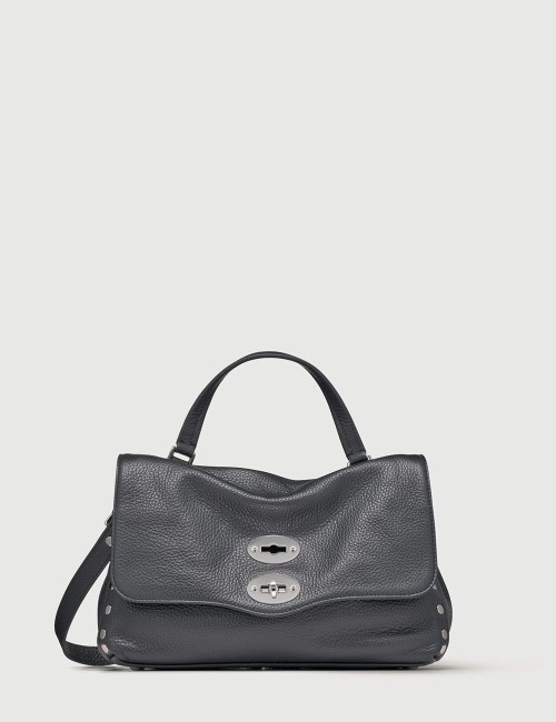 BORSA POSTINA® SMALL IN PELLE MARTELLATA DARK NAVY