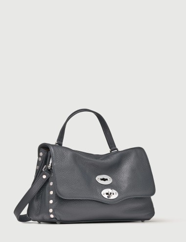 BORSA POSTINA® SMALL IN PELLE MARTELLATA DARK NAVY