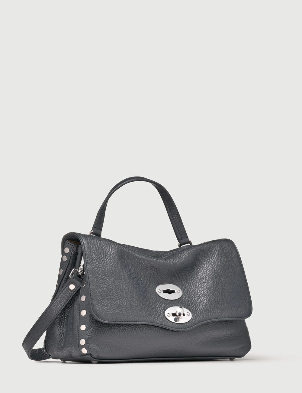 BORSA POSTINA® SMALL IN PELLE MARTELLATA DARK NAVY