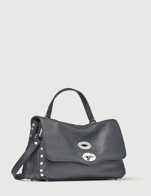 BORSA POSTINA® SMALL IN PELLE MARTELLATA DARK NAVY