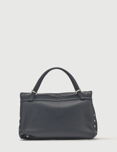 BORSA POSTINA® SMALL IN PELLE MARTELLATA DARK NAVY