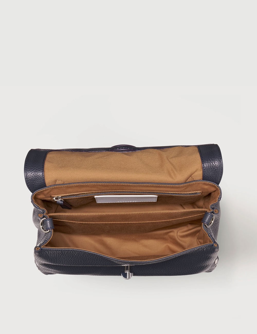 BORSA POSTINA® SMALL IN PELLE MARTELLATA DARK NAVY