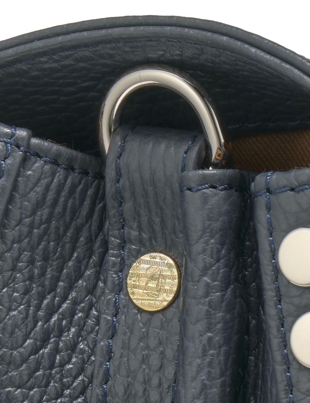 BORSA POSTINA® SMALL IN PELLE MARTELLATA DARK NAVY