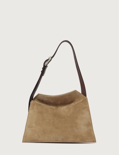Trinity Peach Small suede shoulder bag beige