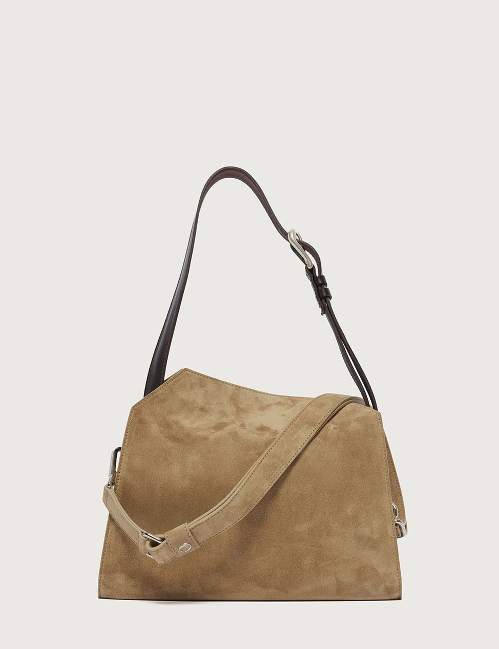 Trinity Peach Small suede shoulder bag beige