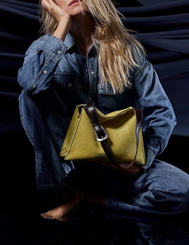 Trinity Peach Small suede shoulder bag yellow