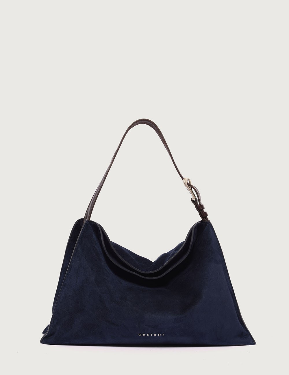 Trinity Peach Midi suede shoulder bag blue