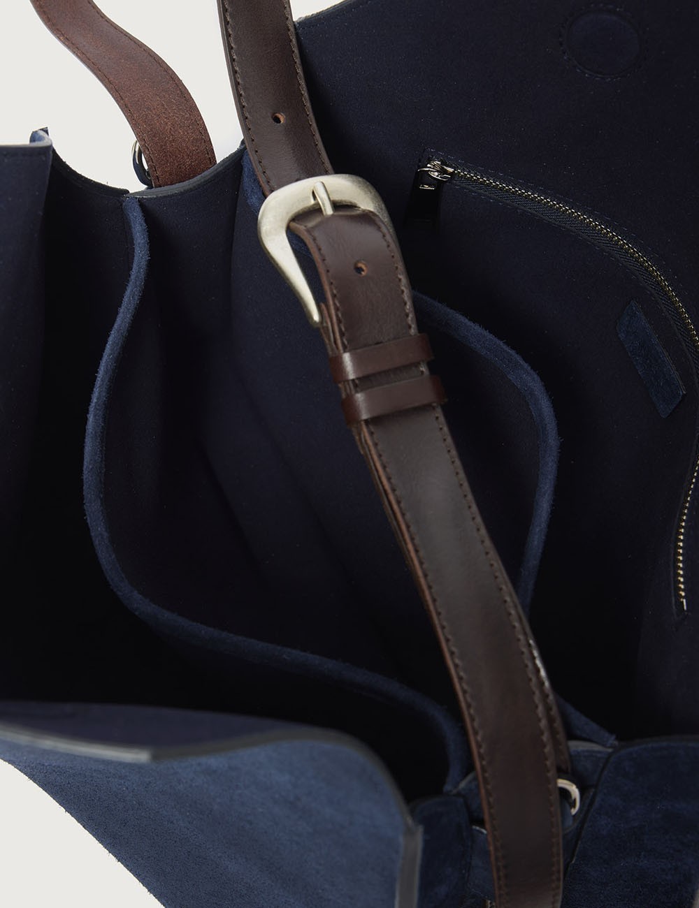 Trinity Peach Midi suede shoulder bag blue