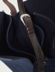 Borsa Trinity Peach Midi a spalla in suede e cuoio blu