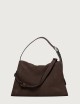 Borsa Trinity Peach Midi a spalla in suede e cuoio testa di moro