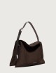 Borsa Trinity Peach Midi a spalla in suede e cuoio testa di moro