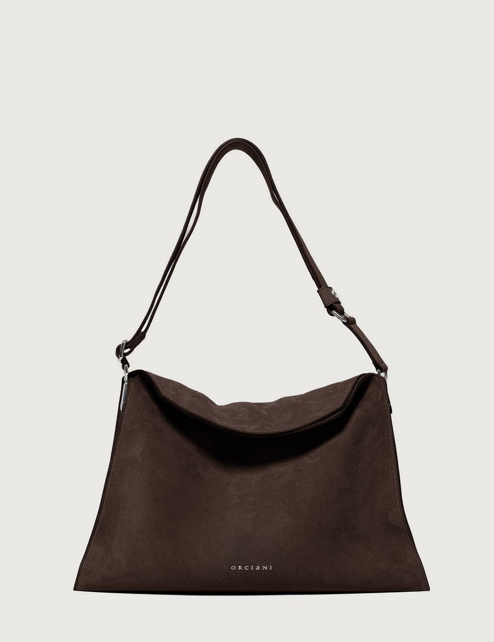 Borsa Trinity Peach Midi a spalla in suede e cuoio testa di moro