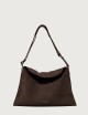 Trinity Peach Midi suede shoulder bag brown