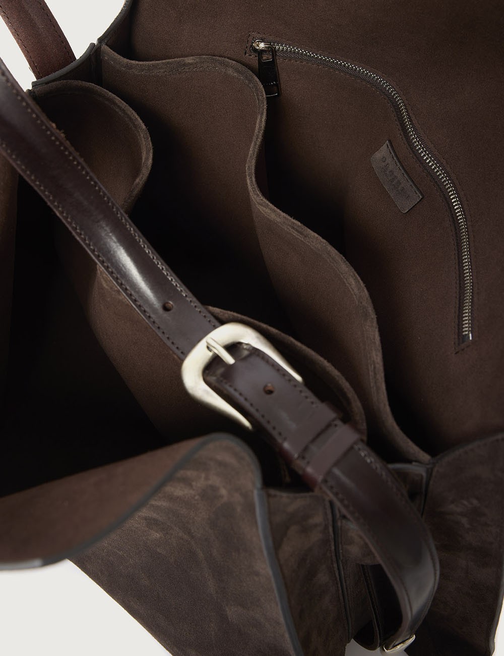 Trinity Peach Midi suede shoulder bag brown