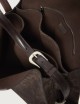 Trinity Peach Midi suede shoulder bag brown